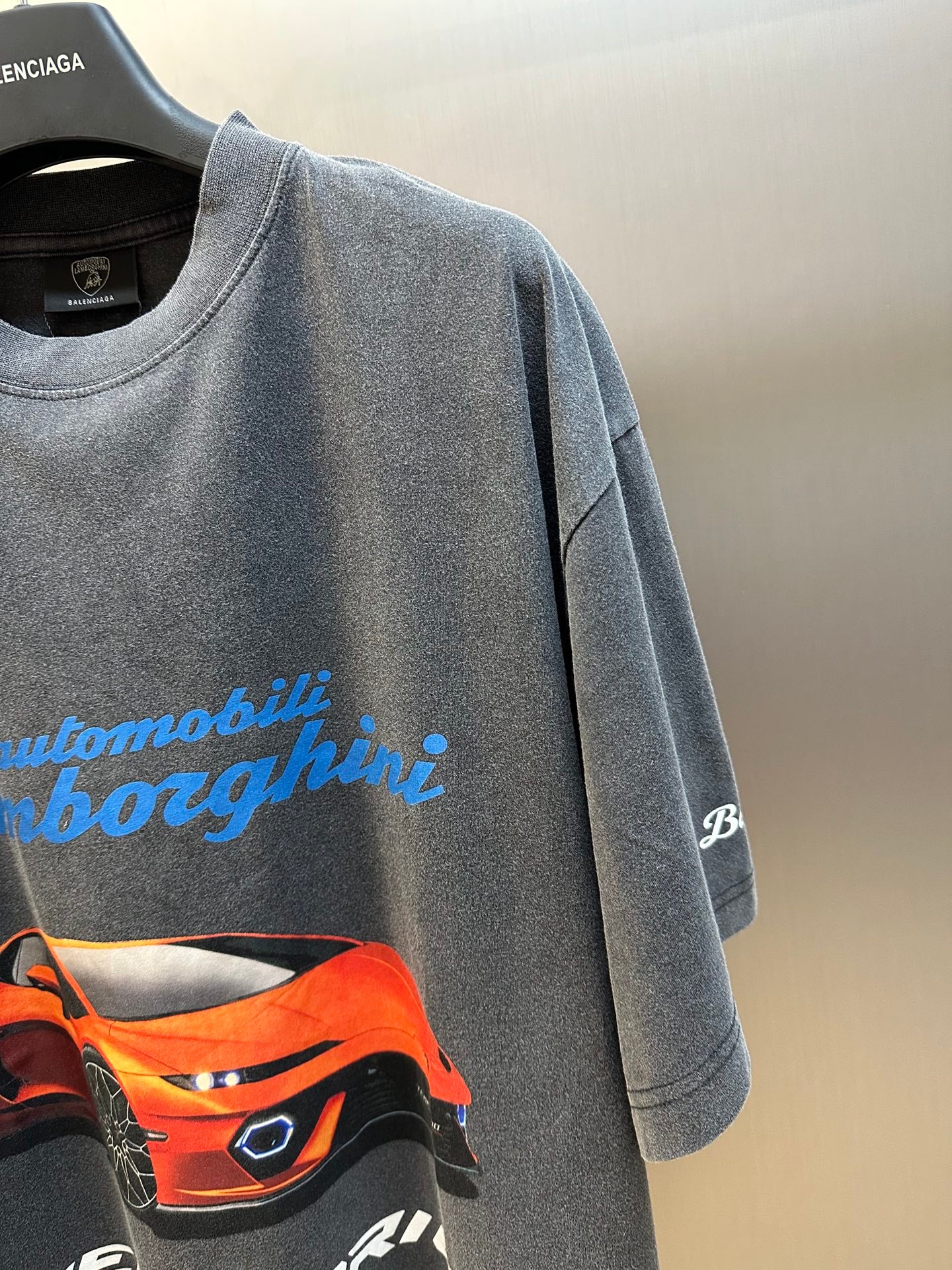 BALENCIAGA Automobili Lamborghini Men's Oversized T-Shirt "Faded Black"