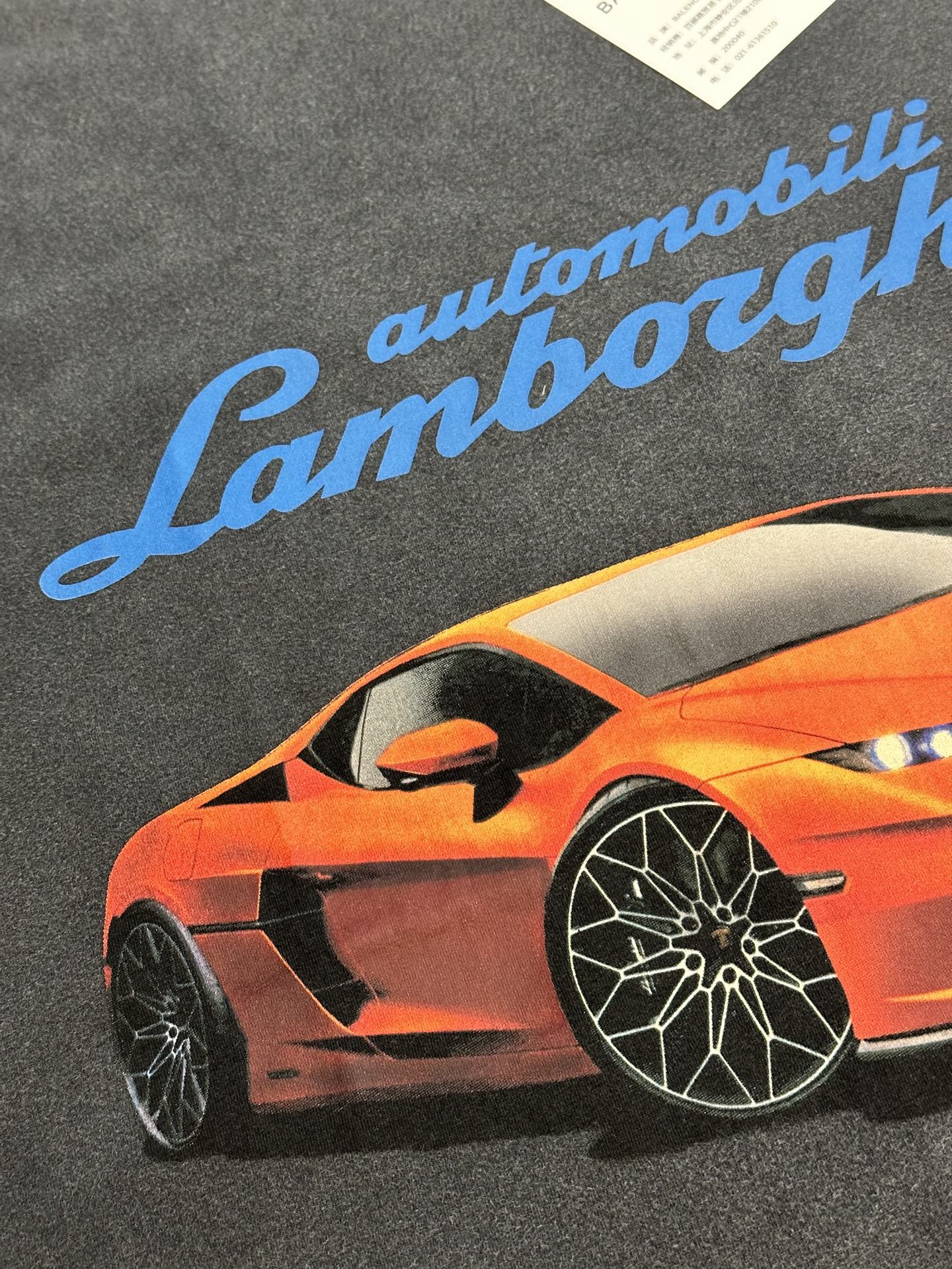 BALENCIAGA Automobili Lamborghini Men's Oversized T-Shirt "Faded Black"