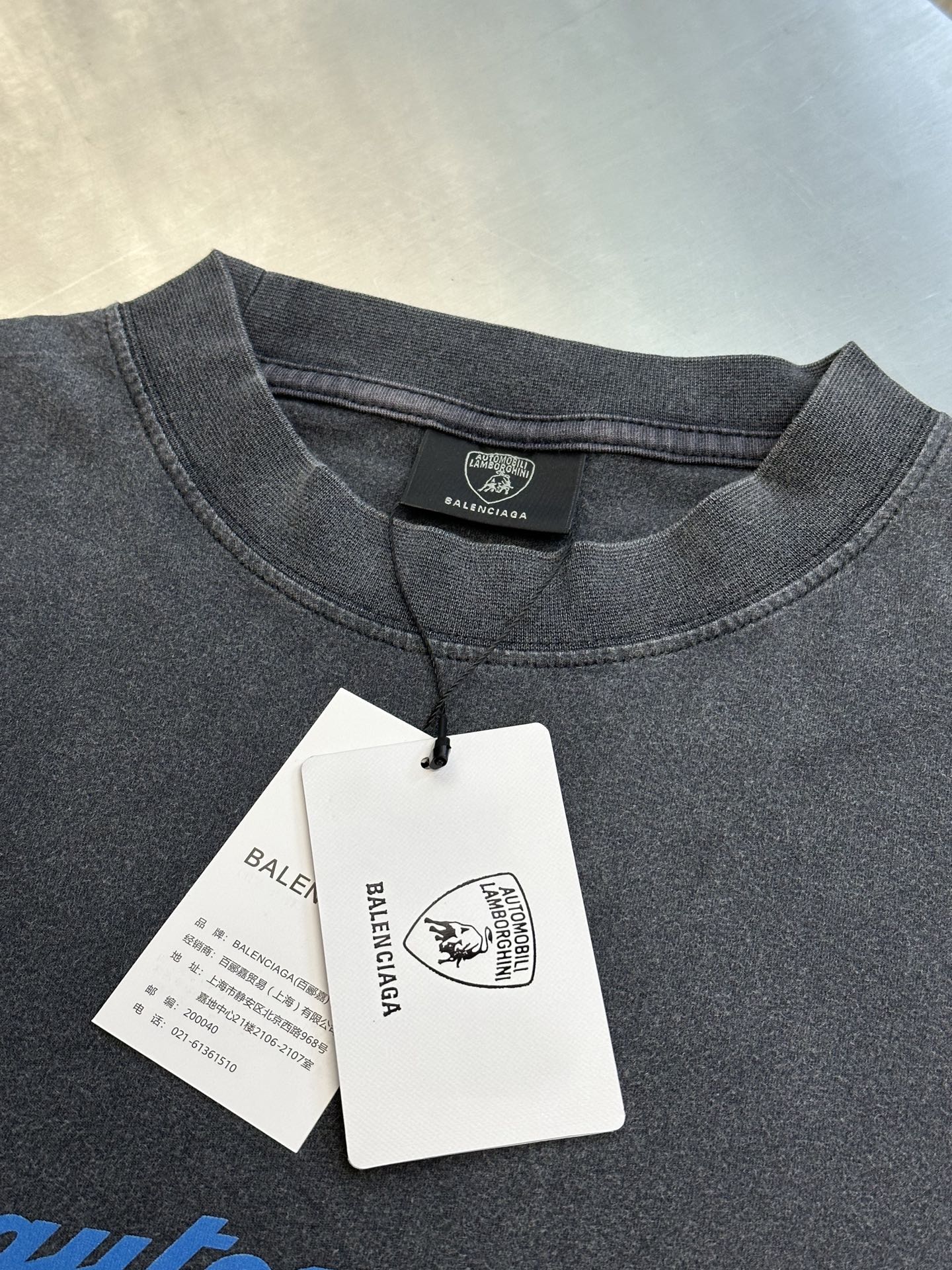 BALENCIAGA Automobili Lamborghini Men's Oversized T-Shirt "Faded Black"