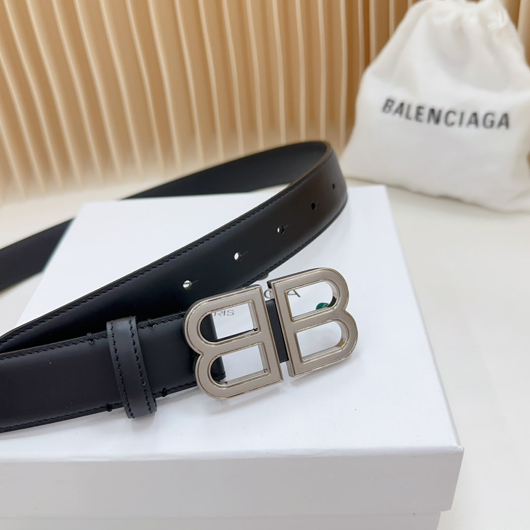 BALENCIAGA Men's Bb Hourglass Large Belt in Black-3cm
