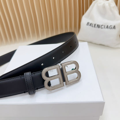BALENCIAGA Men's Bb Hourglass Large Belt in Black-3cm