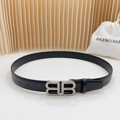 BALENCIAGA Men's Bb Hourglass Large Belt in Black-3cm