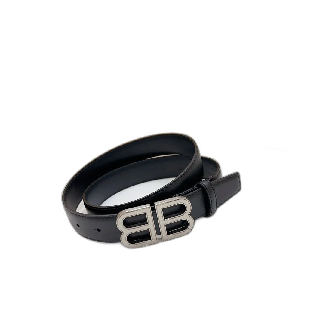 BALENCIAGA Men's Bb Hourglass Large Belt in Black-3cm