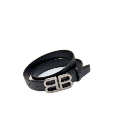 BALENCIAGA Men's Bb Hourglass Large Belt in Black-3cm
