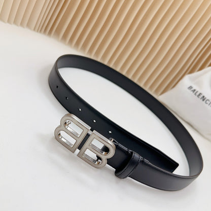 BALENCIAGA Men's Bb Hourglass Large Belt in Black-3cm