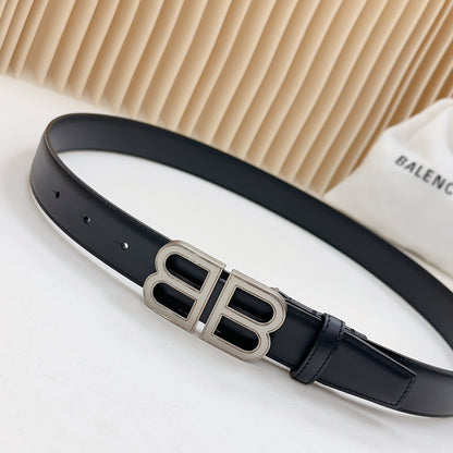 BALENCIAGA Men's Bb Hourglass Large Belt in Black-3cm