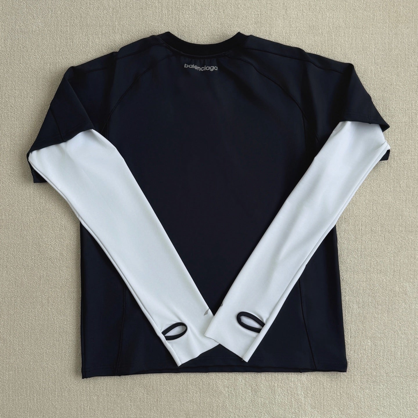 Balenciaga Men's Navy/White Techwear Long-Sleeve T-Shirt