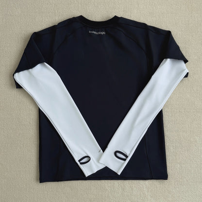 Balenciaga Men's Navy/White Techwear Long-Sleeve T-Shirt
