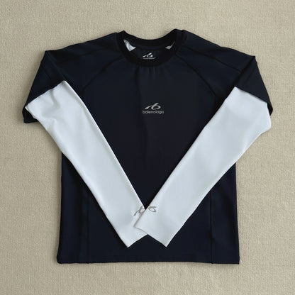 Balenciaga Men's Navy/White Techwear Long-Sleeve T-Shirt
