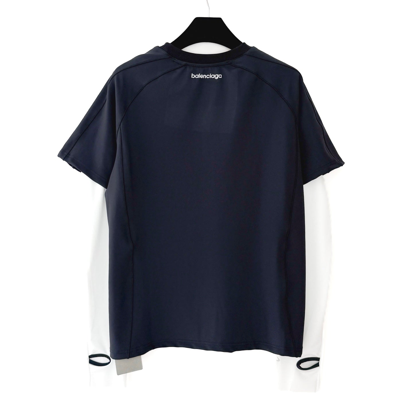 Balenciaga Men's Navy/White Techwear Long-Sleeve T-Shirt
