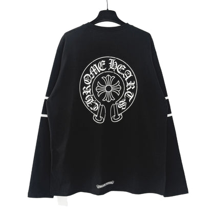 CHROME HEARTS horseshoe logo long-sleeved rugby style