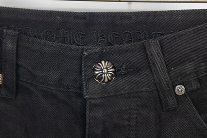 Chrome Hearts Green & Leopard Cross Patch Jeans