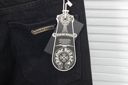 Chrome Hearts Green & Leopard Cross Patch Jeans