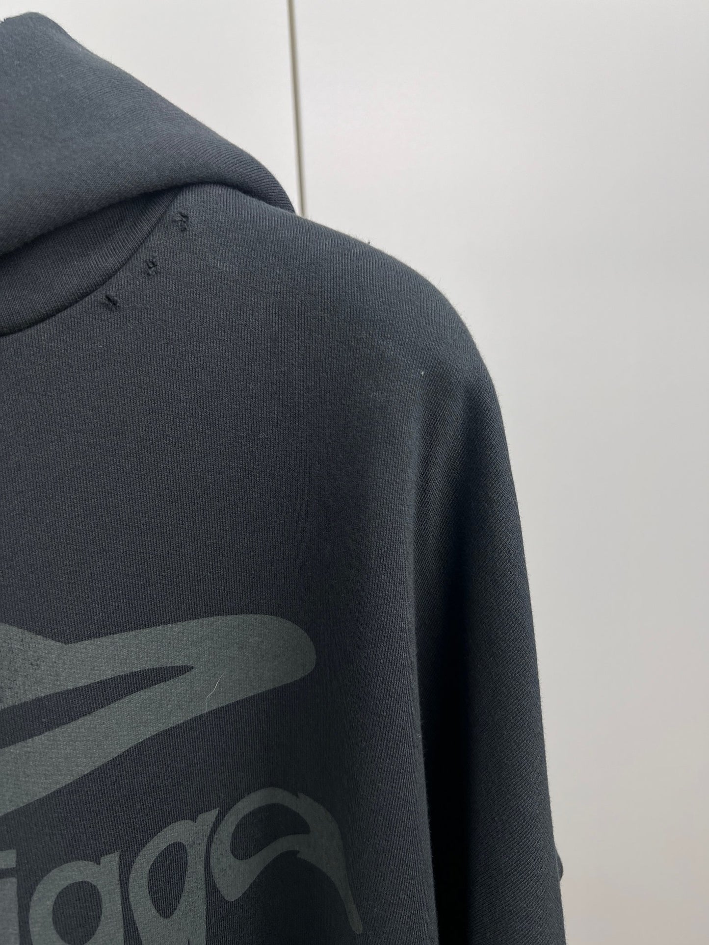 BALENCIAGA Men's 3B Liquified Hoodie Large Fit "Black/Gray"