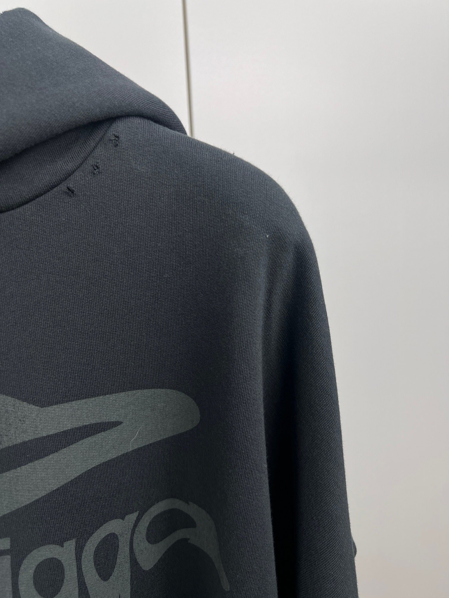 BALENCIAGA Men's 3B Liquified Hoodie Large Fit "Black/Gray"