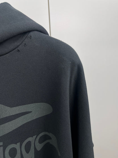 BALENCIAGA Men's 3B Liquified Hoodie Large Fit "Black/Gray"