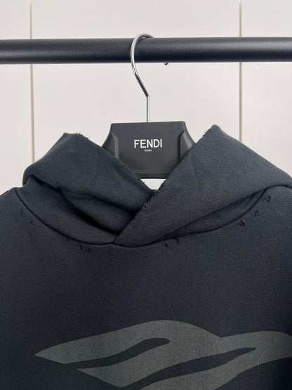 BALENCIAGA Men's 3B Liquified Hoodie Large Fit "Black/Gray"