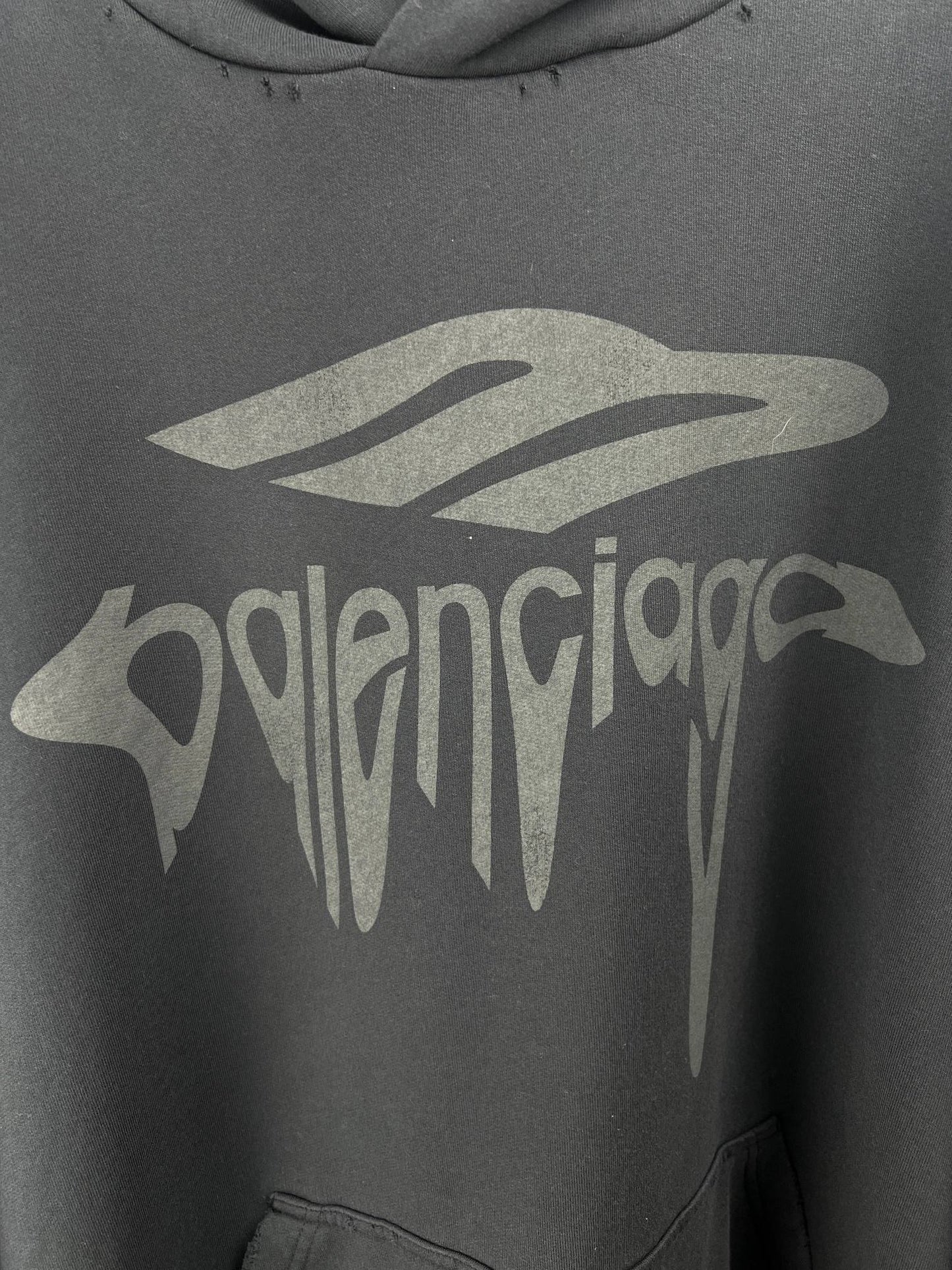 BALENCIAGA Men's 3B Liquified Hoodie Large Fit "Black/Gray"