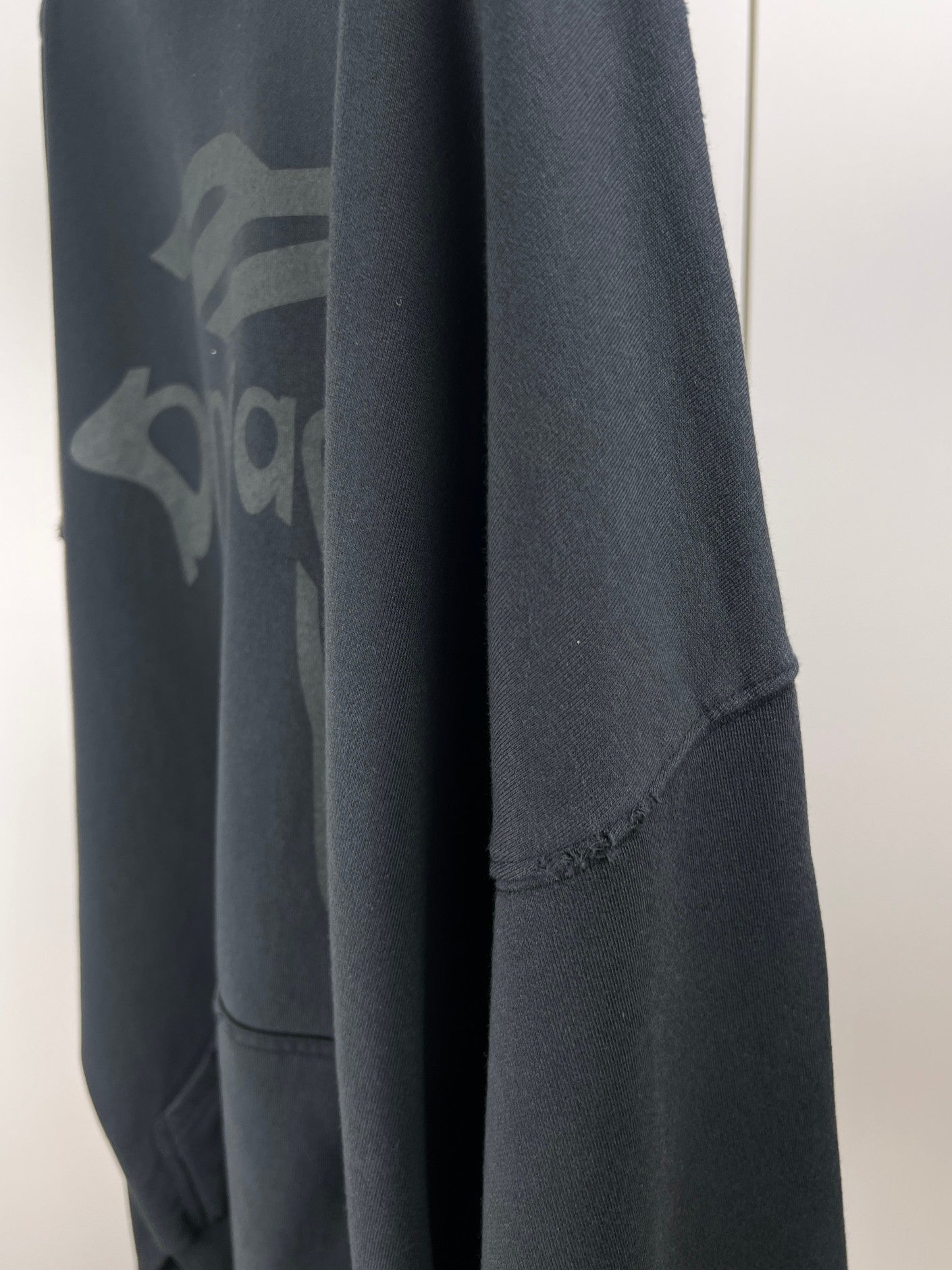 BALENCIAGA Men's 3B Liquified Hoodie Large Fit "Black/Gray"