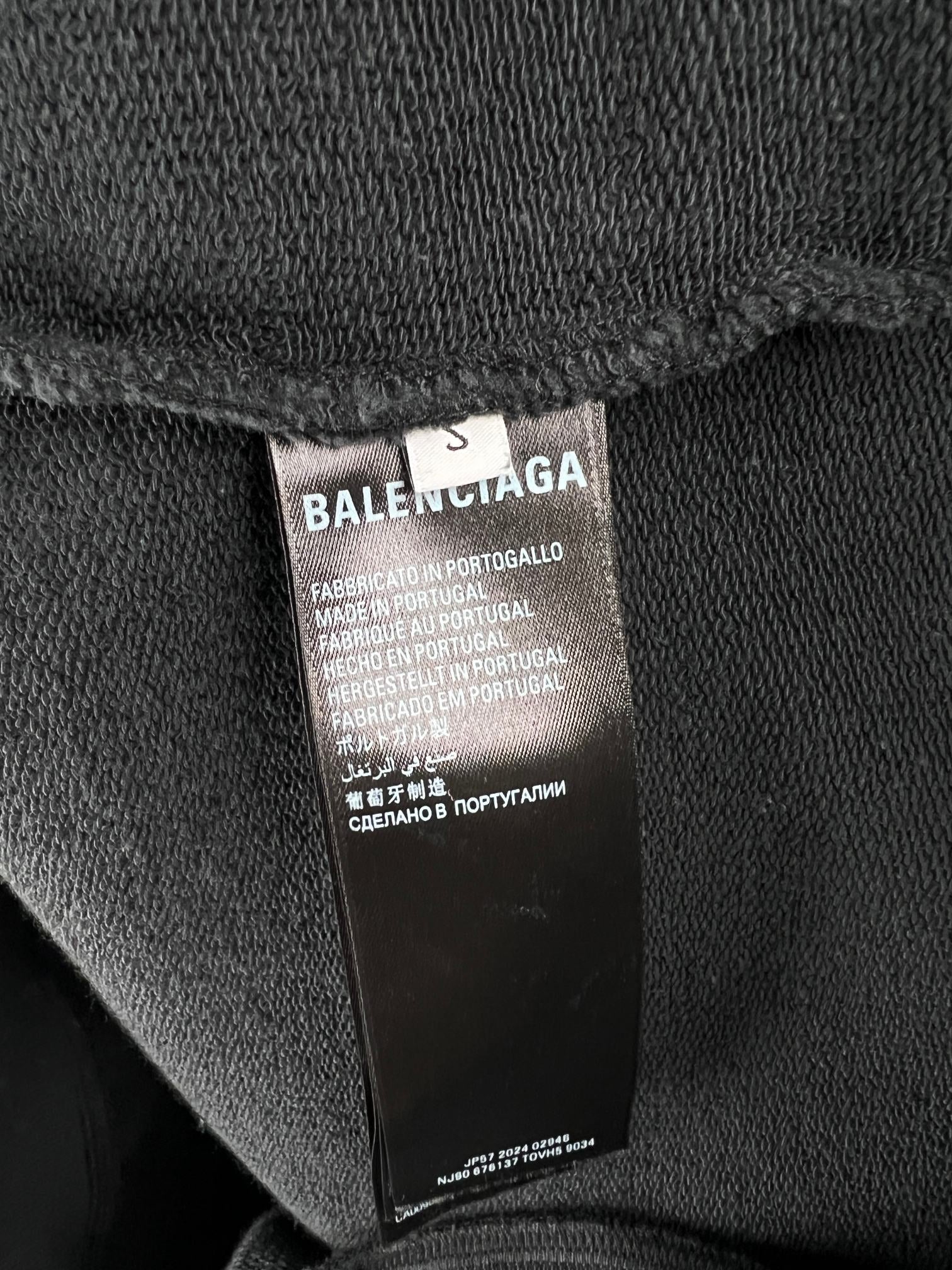 BALENCIAGA Men's 3B Liquified Hoodie Large Fit "Black/Gray"