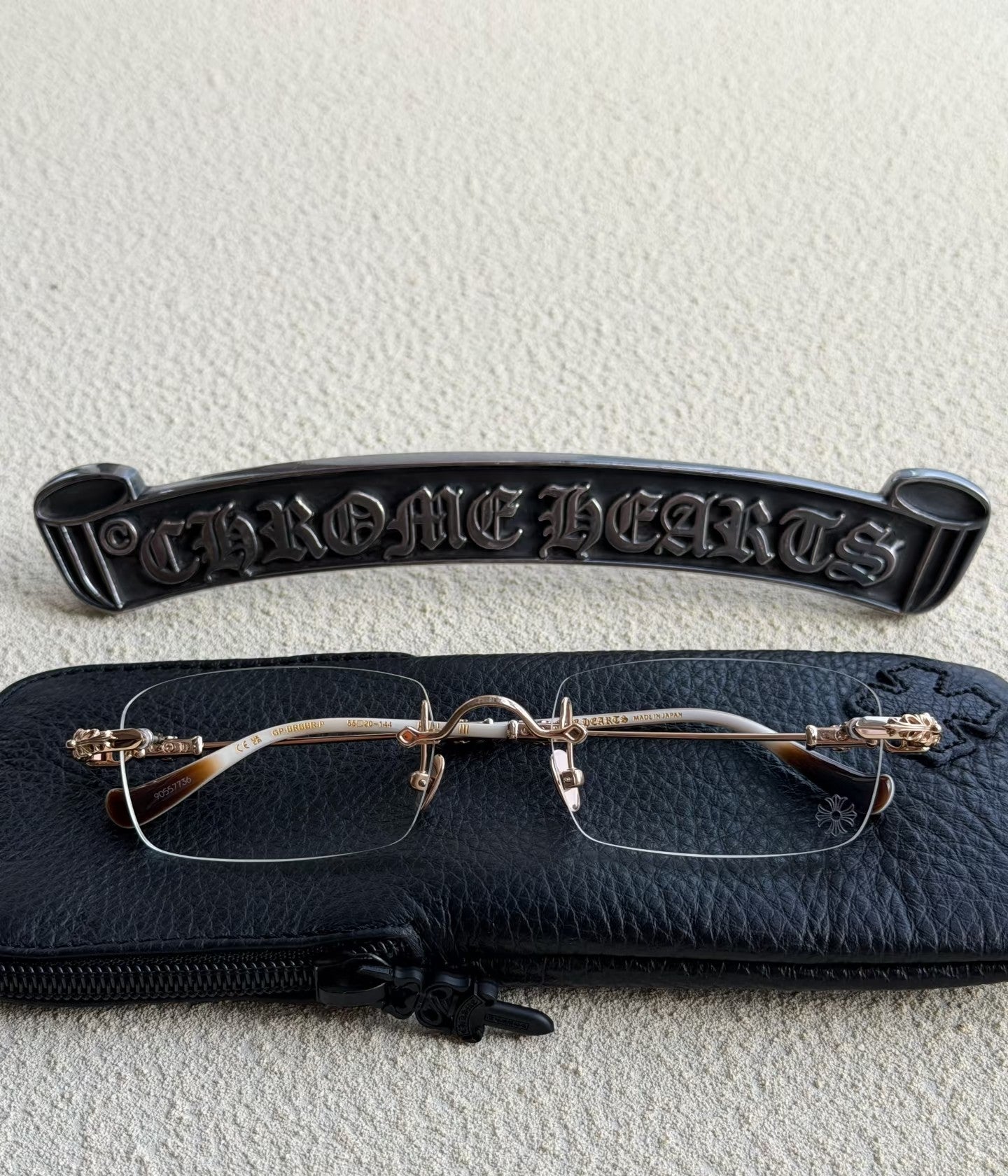 CHROME HEARTS Pills III Gold Plated Brown Bone Plastic