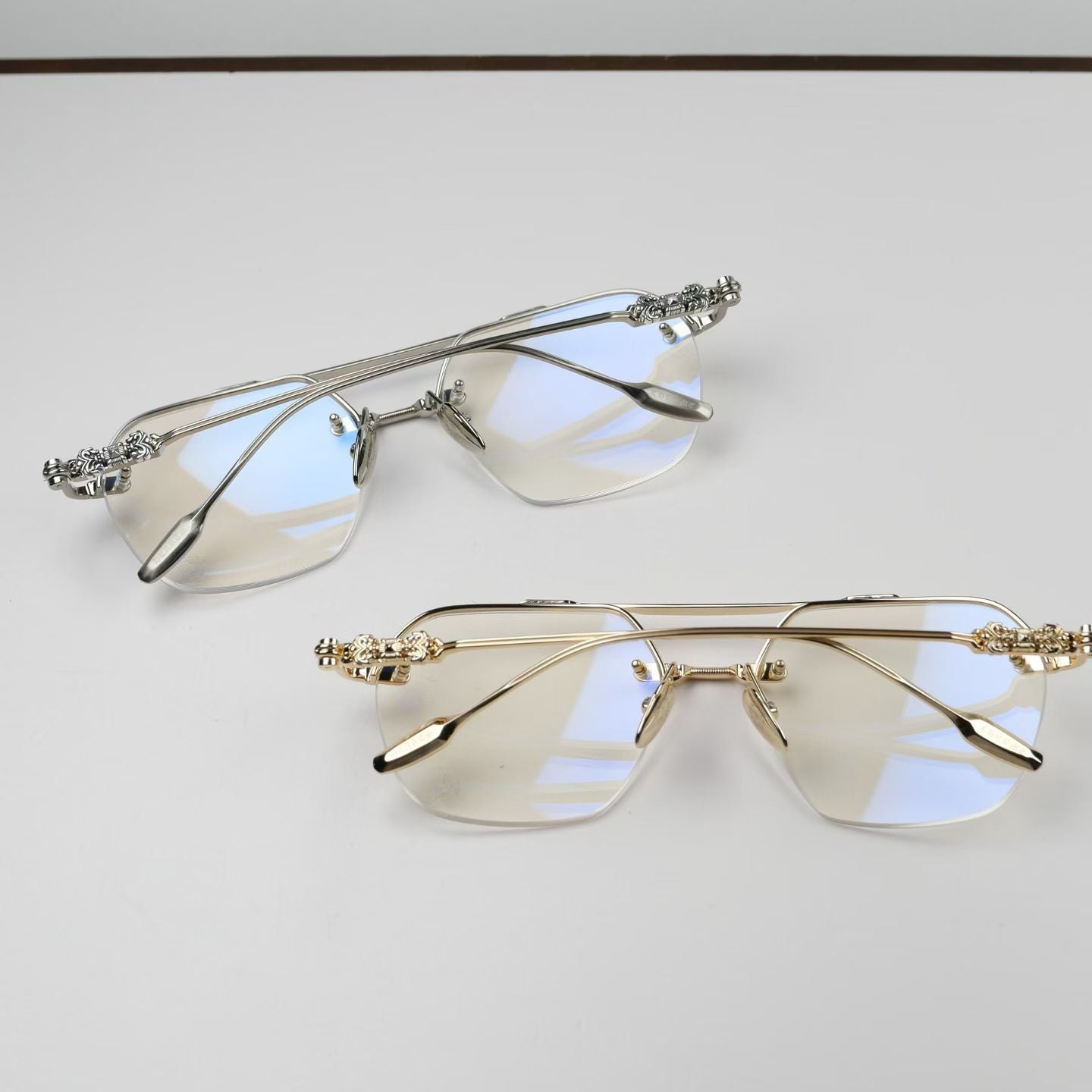CHROME HEARTS Filigree Cross Square Glasses