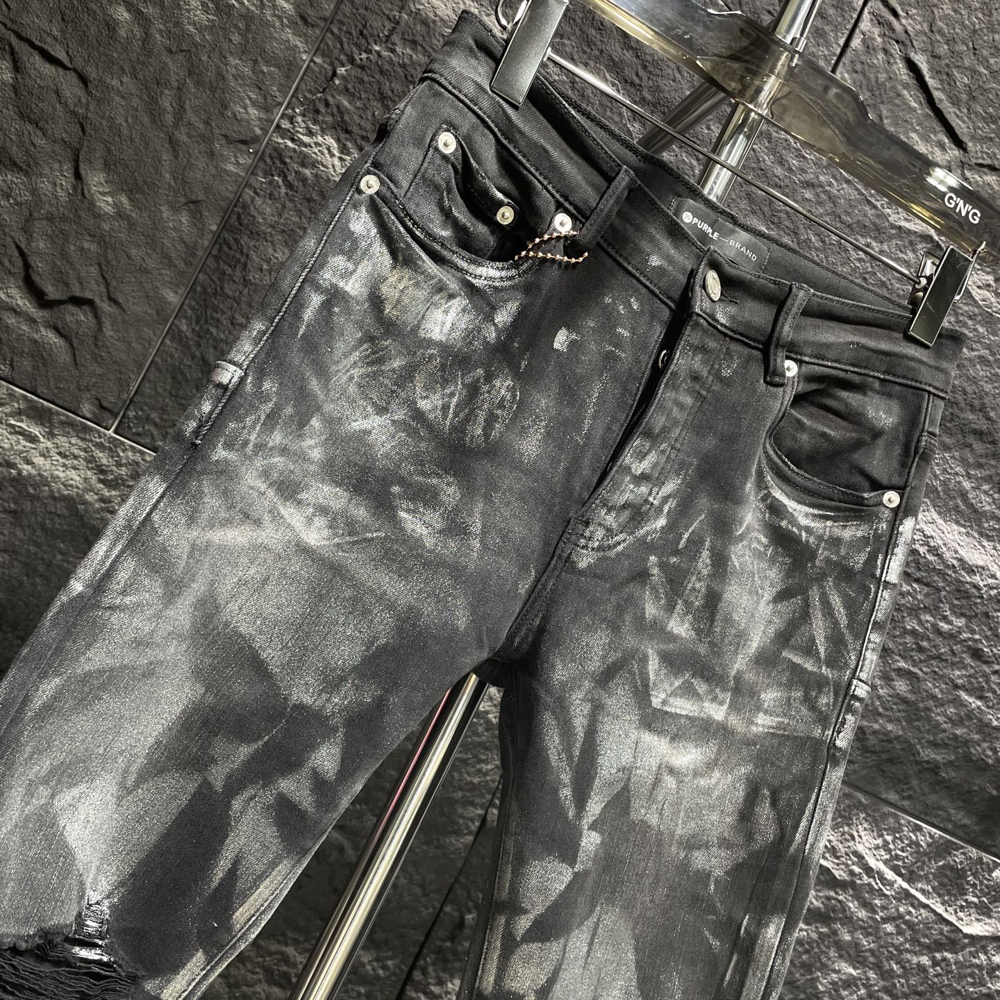 PURPLE BRAND Hickory Overdye Skinny Jeans 'Antracite'