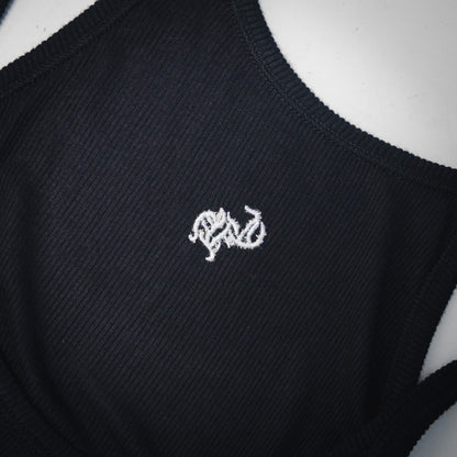 Chrome Hearts Bad Seed CH Embroidered Black Mini Rib Tank Top