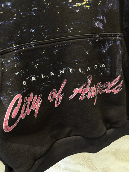 Balenciaga City of Angels Hoodie, Medium Fit, Heather Black