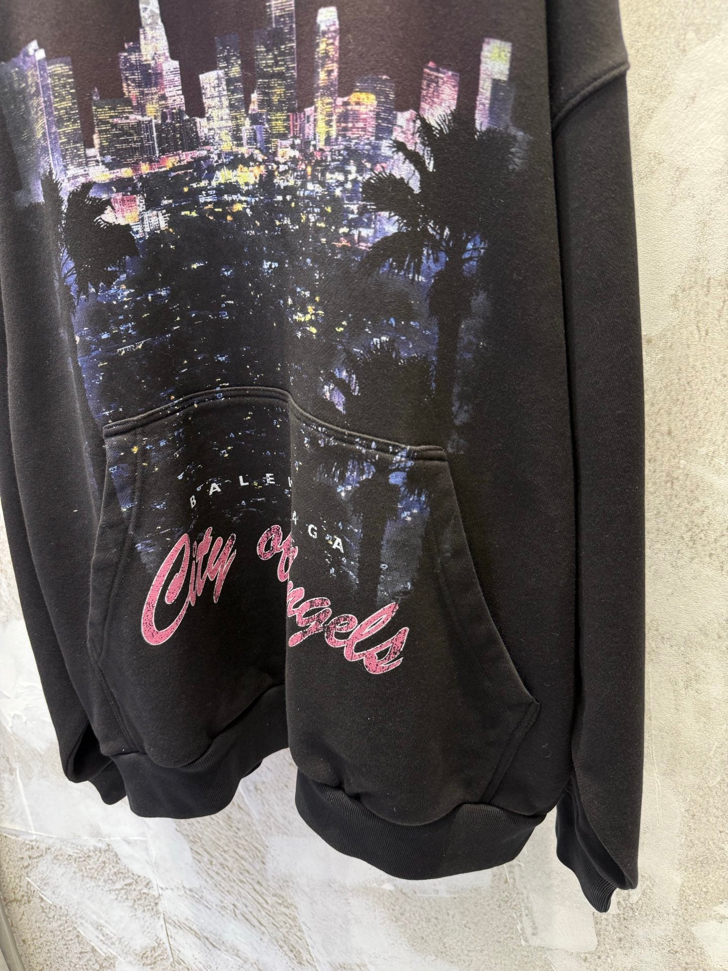 Balenciaga City of Angels Hoodie, Medium Fit, Heather Black