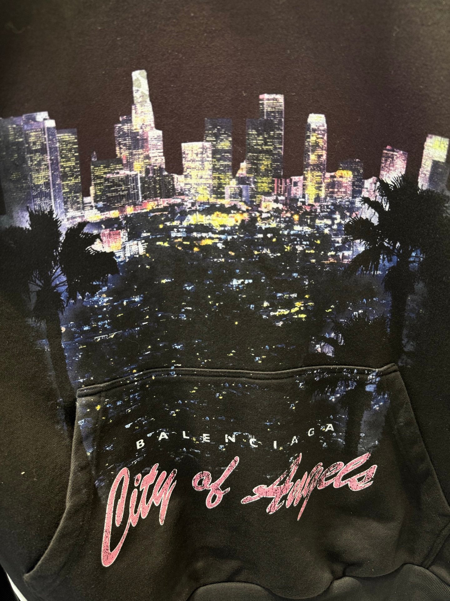 Balenciaga City of Angels Hoodie, Medium Fit, Heather Black