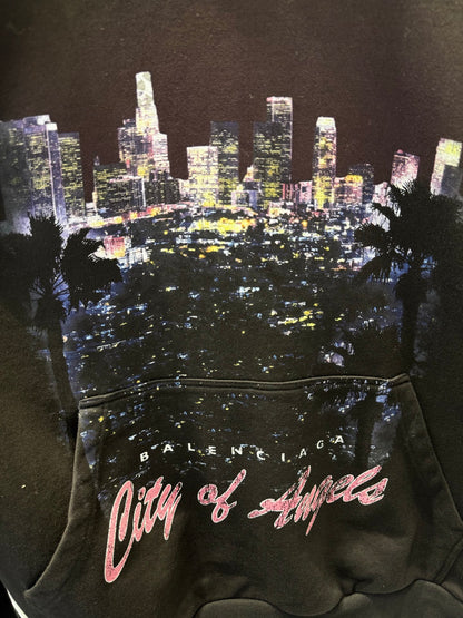 Balenciaga City of Angels Hoodie, Medium Fit, Heather Black