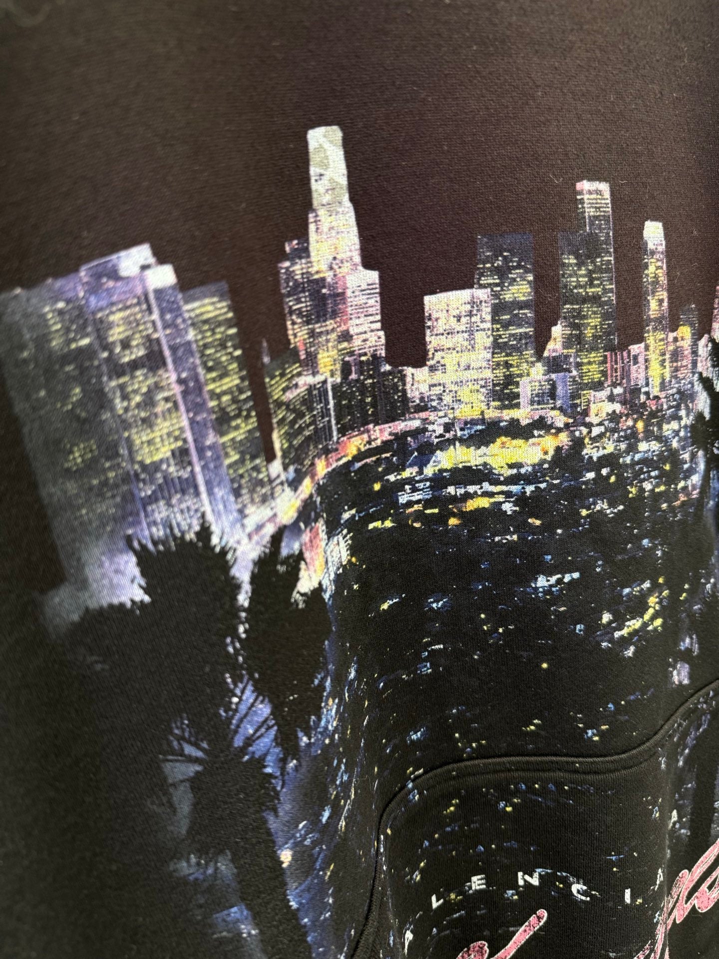 Balenciaga City of Angels Hoodie, Medium Fit, Heather Black