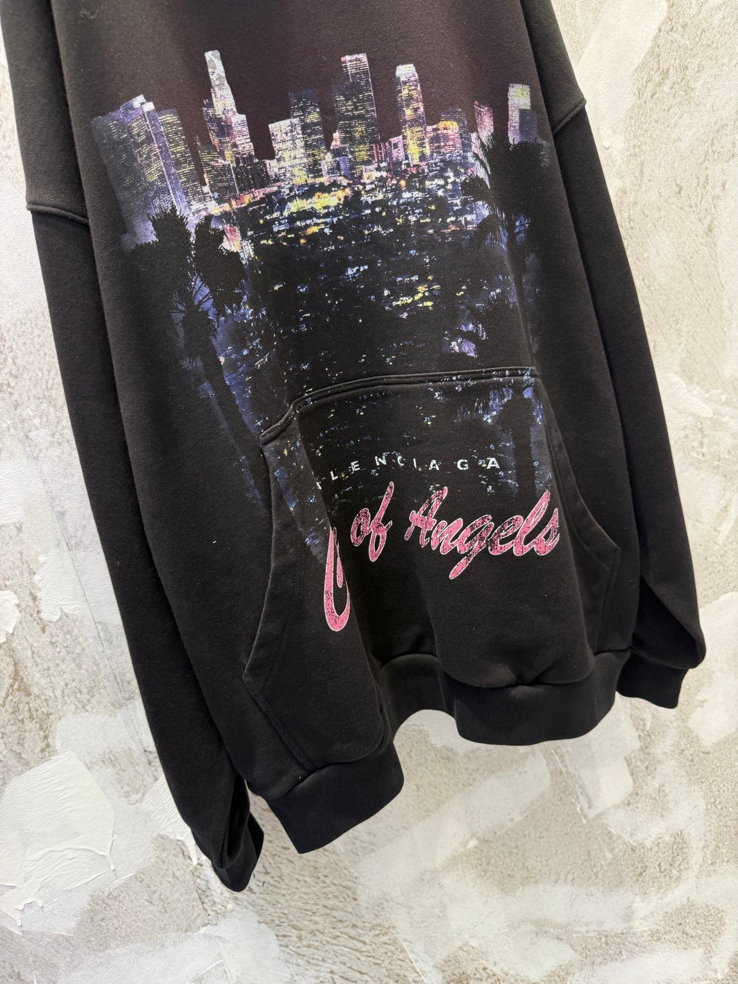 Balenciaga City of Angels Hoodie, Medium Fit, Heather Black