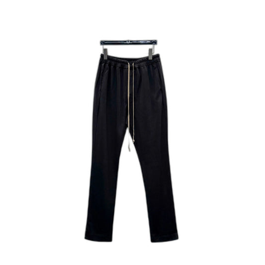 RICK OWENS DRAWSTRING SLIM LONG WOOL PANTS