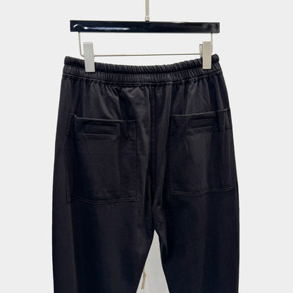 RICK OWENS DRAWSTRING SLIM LONG WOOL PANTS