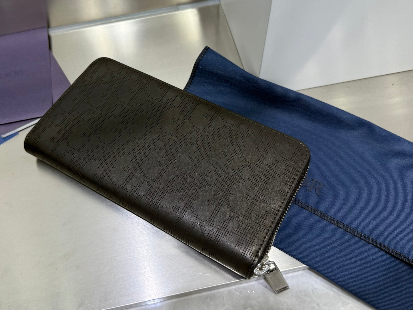 Dior Zipped Long Wallet Black Dior Oblique Galaxy