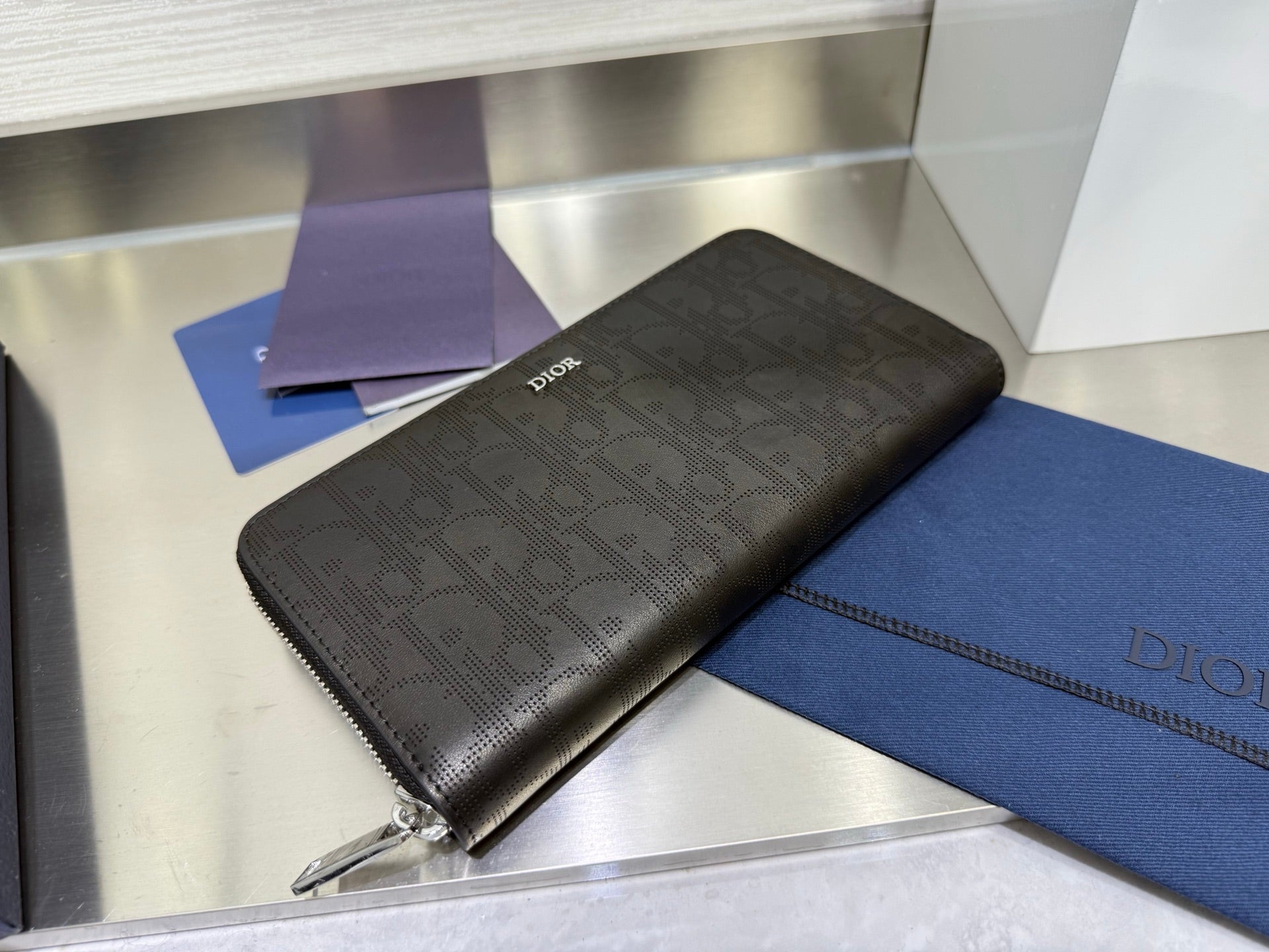 Dior Zipped Long Wallet Black Dior Oblique Galaxy