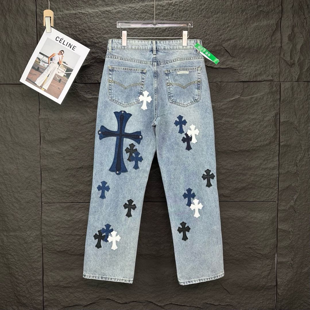 Chrome Hearts Cross Embroidered Jeans