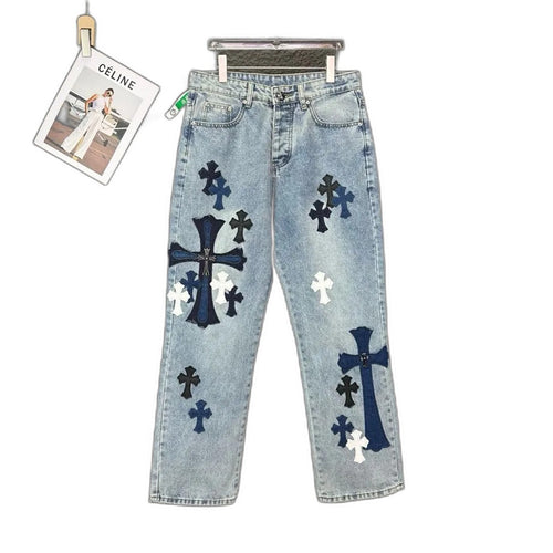Chrome Hearts Cross Embroidered Jeans