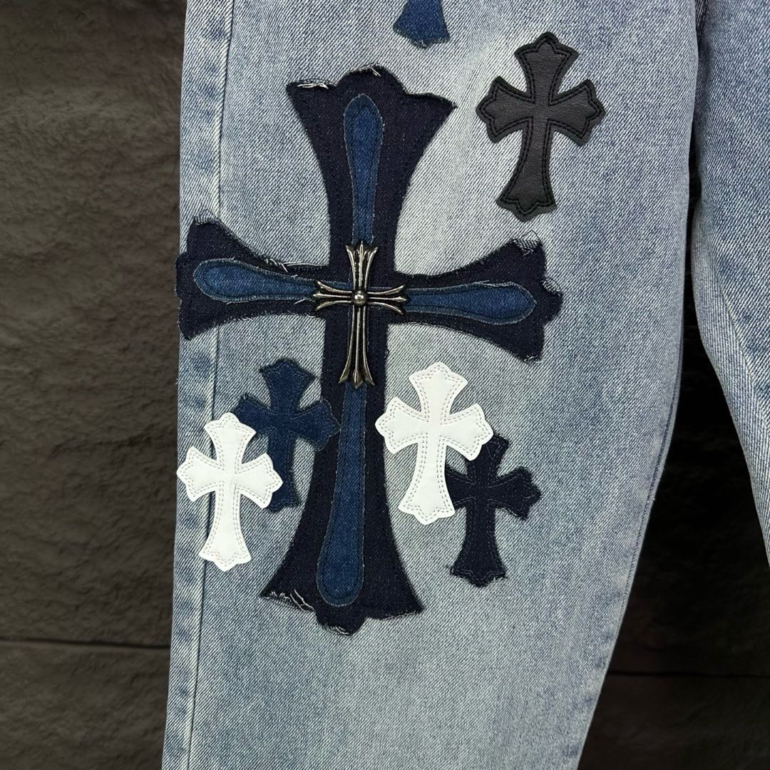 Chrome Hearts Cross Embroidered Jeans