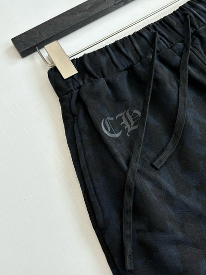 Chrome Hearts Cemetery Cross All Over Print Sweat Shorts "Black"