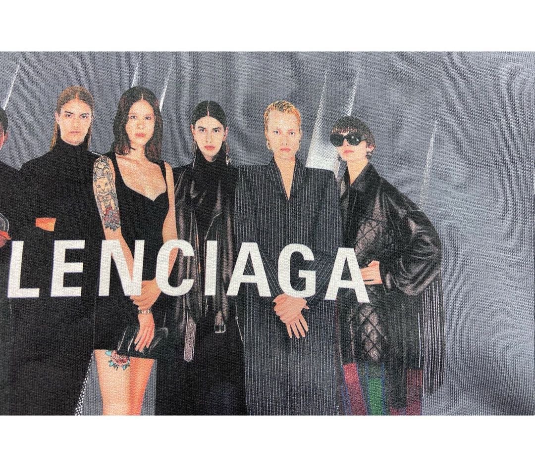 Balenciaga Band Portrait Printing Logo Retro Short Sleeve