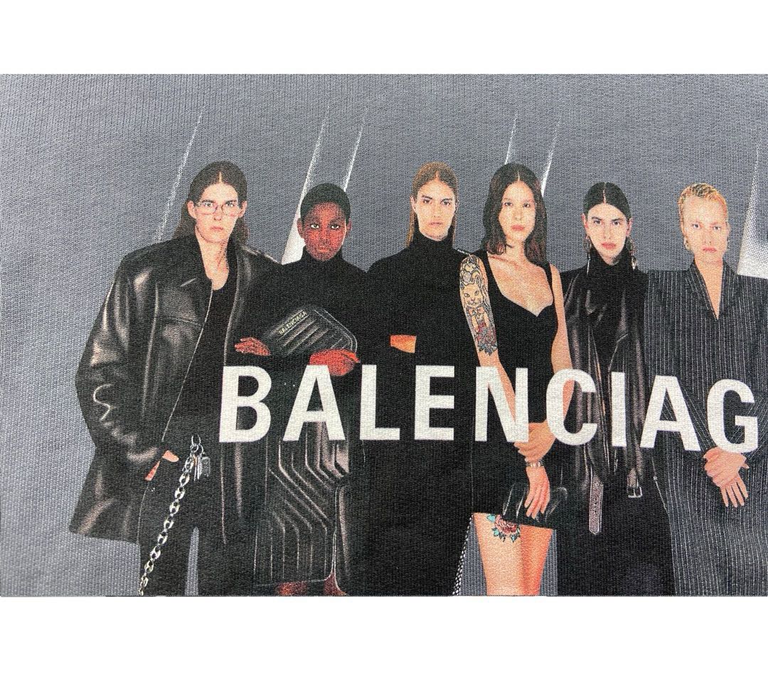 Balenciaga Band Portrait Printing Logo Retro Short Sleeve