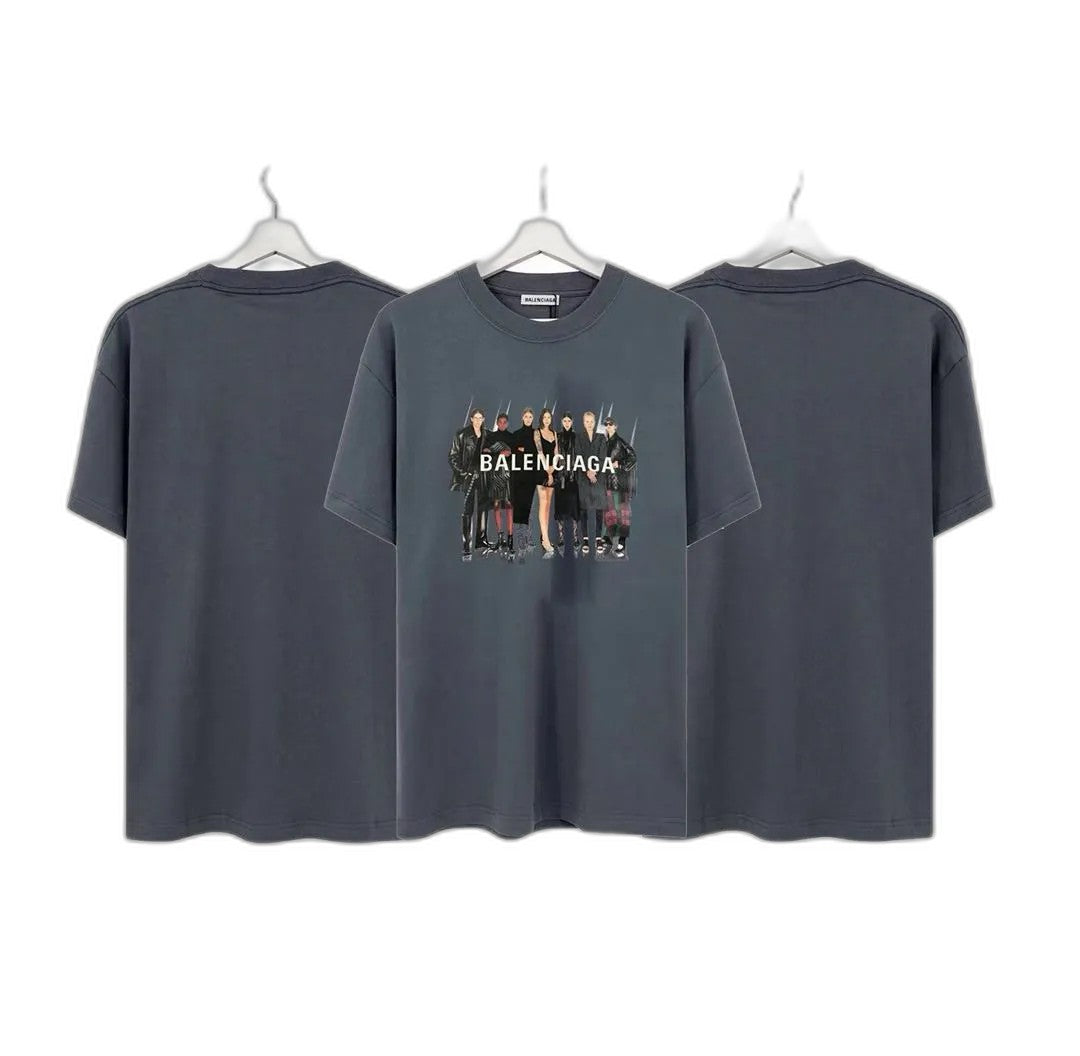Balenciaga Band Portrait Printing Logo Retro Short Sleeve