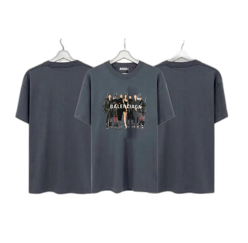 Balenciaga Band Portrait Printing Logo Retro Short Sleeve