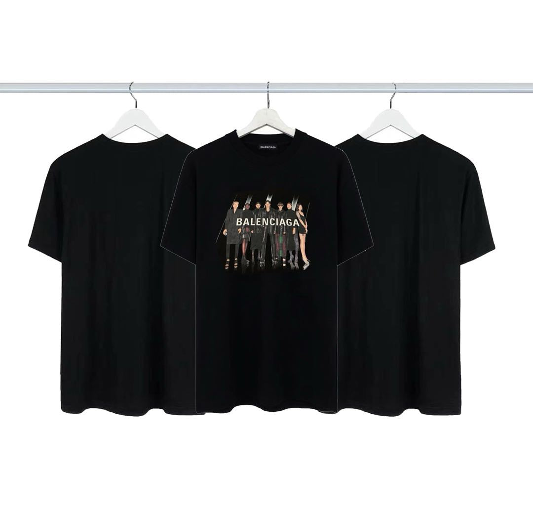 Balenciaga Band Portrait Printing Logo Retro Short Sleeve