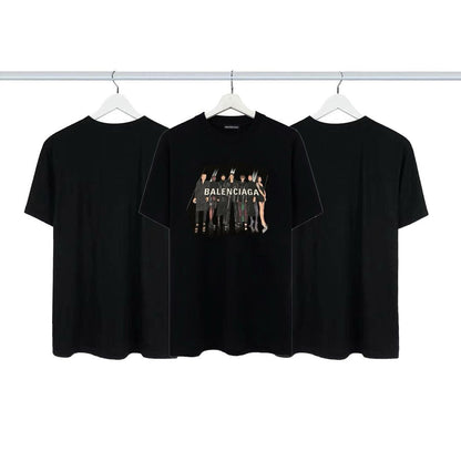 Balenciaga Band Portrait Printing Logo Retro Short Sleeve