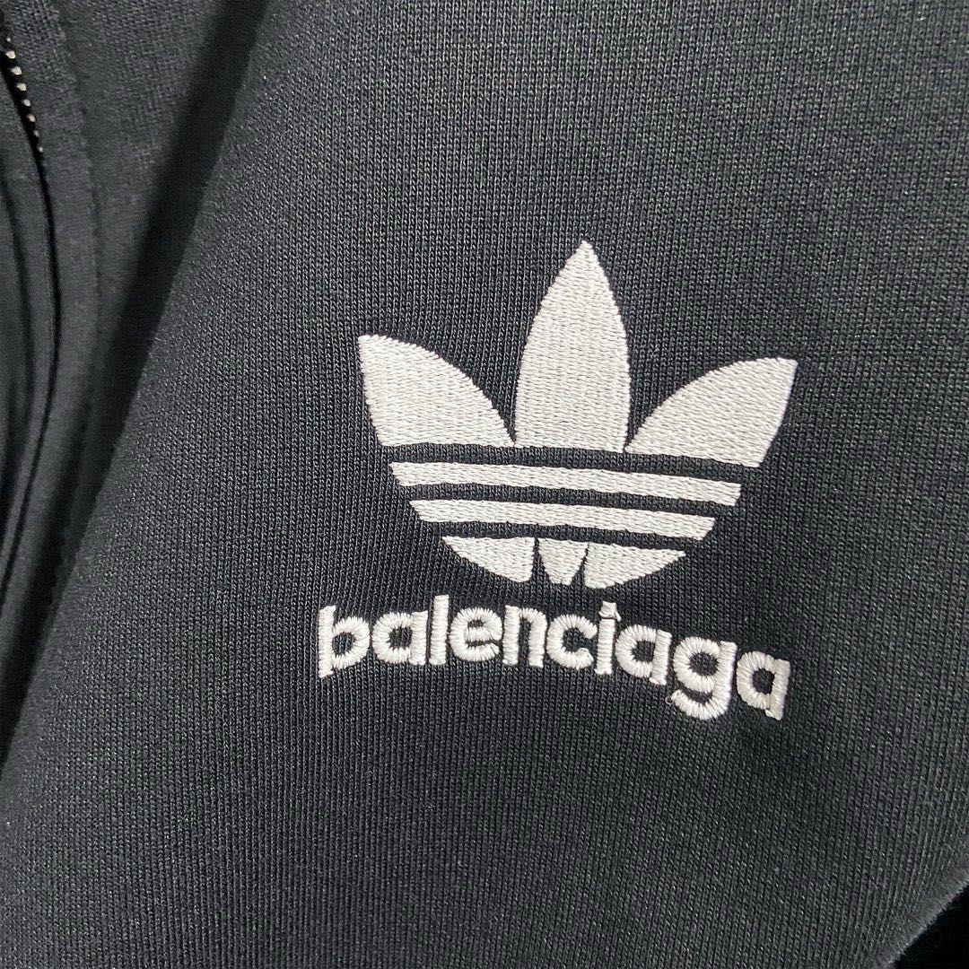 adidas BALENCIAGA Zip-Up Hoodie Small Fit "Black"