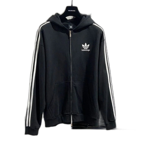 adidas BALENCIAGA Zip-Up Hoodie Small Fit "Black"
